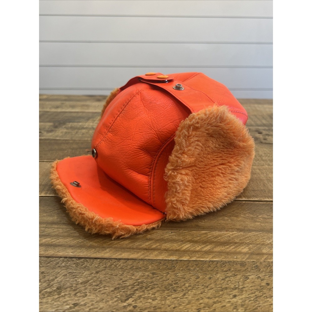 Vintage Blaze Orange Kmart Insulated Hunting Hat Ear Flaps Small
